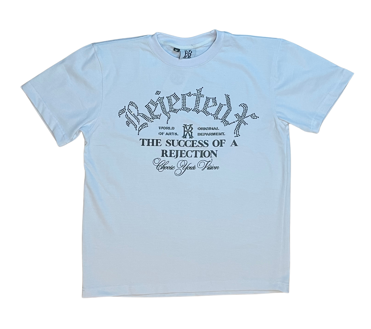 White T-Shirt / With Blacks Rejectedx Rhinestones Logo