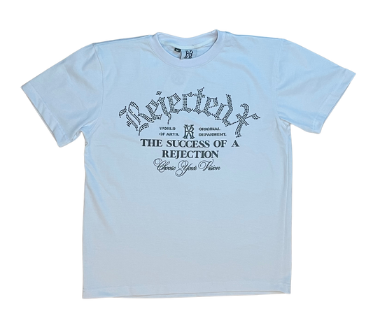 White T-Shirt / With Blacks Rejectedx Rhinestones Logo